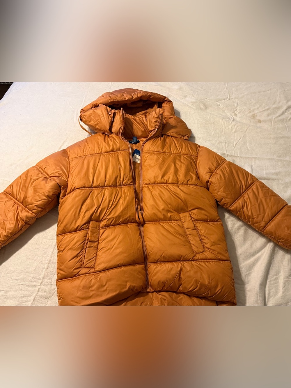 NWT Arizona Jean Co puffy jacket tan/orange women’s size large